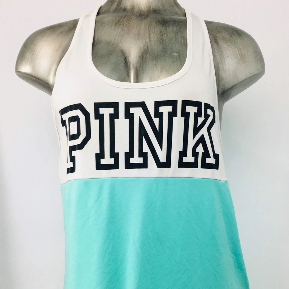 PINK Victoria Secret Tank Top Teel and White Large